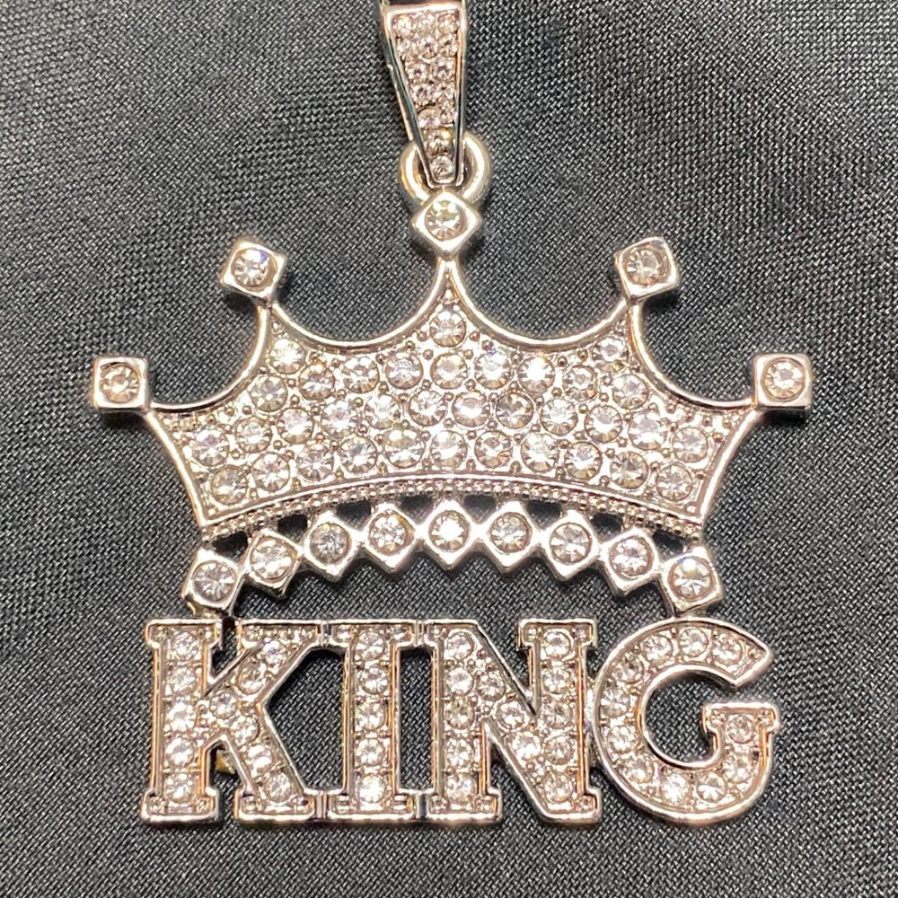 CZ Encrusted King Crown Pendant